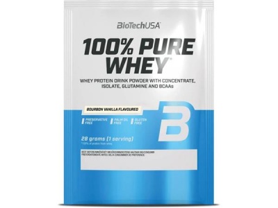 Tejsavó fehérjepor, 28g, BIOTECH USA "100% Pure Whey", bourbon vanília