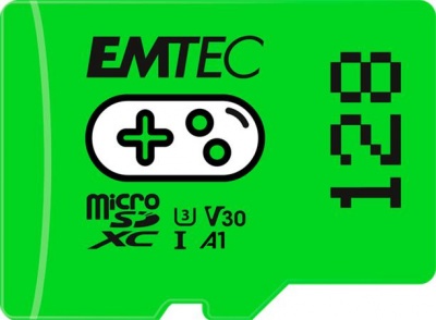 Memóriakártya, microSD, 128GB, UHS-I/U3/V30/A1, EMTEC "Gaming"